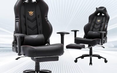 Big and Tall Gaming Chair with Footrest 350lbs, Computer Gamer Chair, High Back PC Gaming Chairs with Wide Seat, Lumbar Support, Armrest for Adults-Black