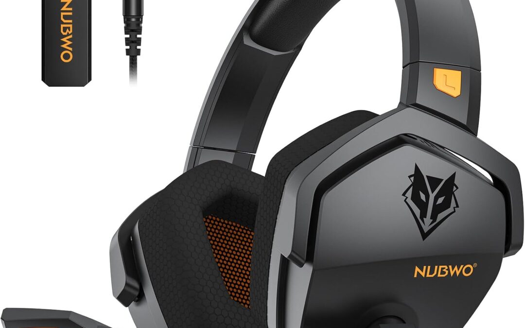 NUBWO Wireless Gaming Headset with Mic for Ps5 Ps4 PC, Zero Interference, 100-Hour Battery All-Day Play, 23ms Sync​ for Fortnite & Call of Duty/FPS Gamers, Triple Mode All Devices Compatible – Orange